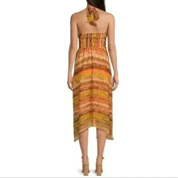 Taylor Halter V Neck Sleeveless Smocked Waist Dress - Picture 2 of 7